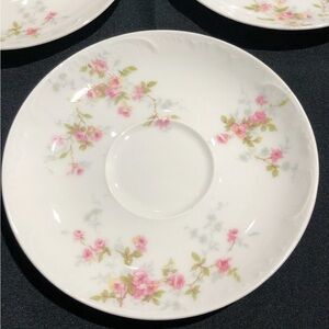 3 Haviland Limoges Pink Flowers Saucers 5-1/2”Schleiger 150